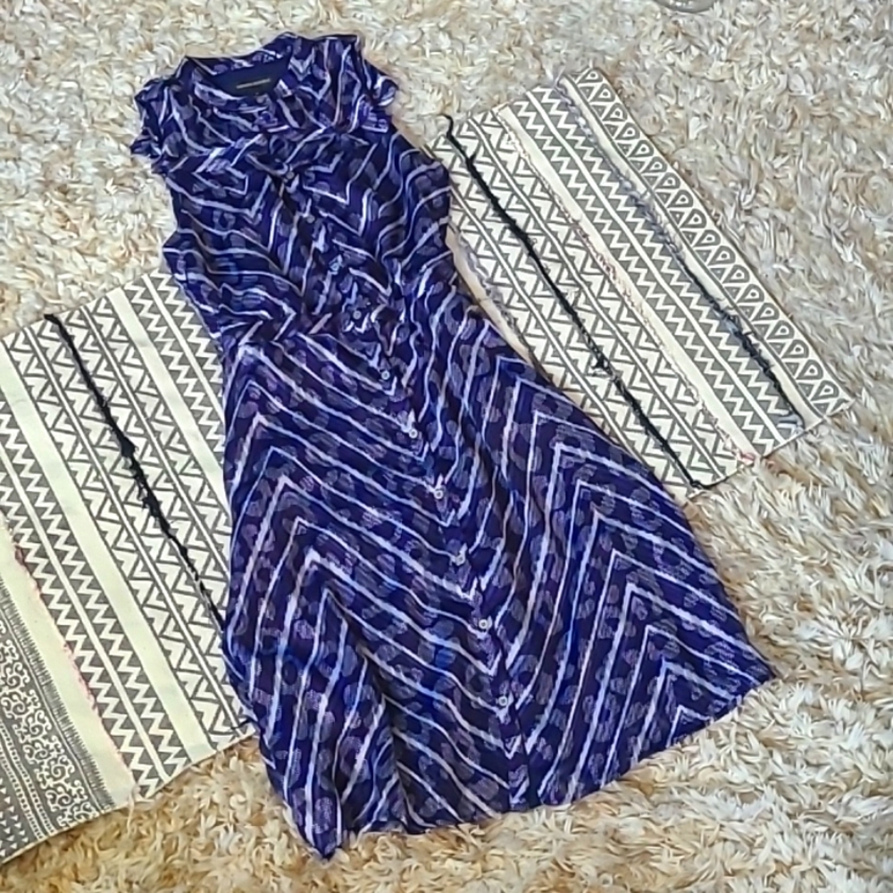 NWT Midi or knee-length button-down dress with ruffle collar